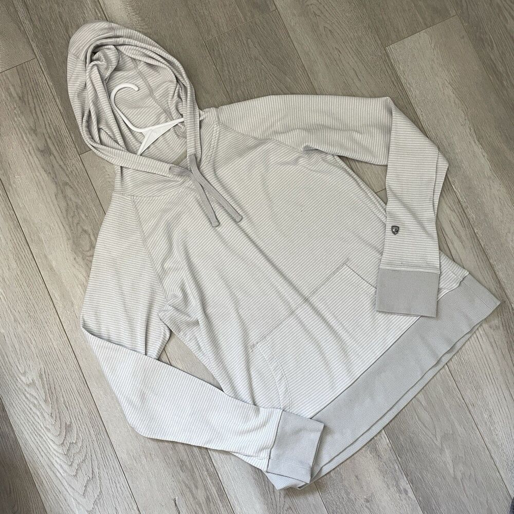 Kuhl Striped Hoodie Sweatshirt stria pullover womens Gray (medium) outdoor hike